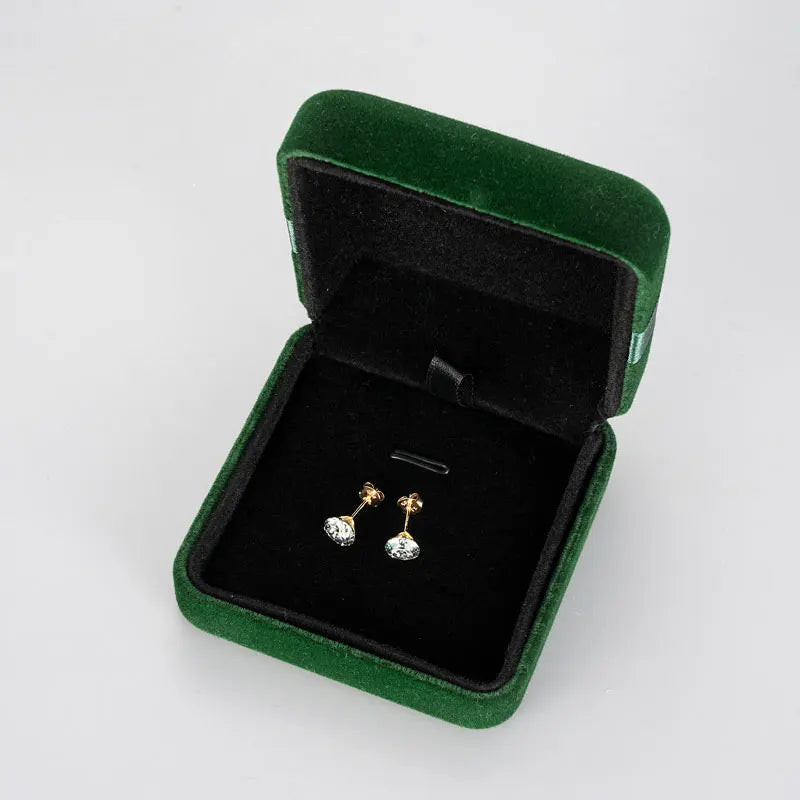 Anziw Solid Gold 14K Earrings Classic 3mm/4mm/5mm/6mm D Color Round Cut Moissanite Stud Earrings for Women Men Jewelry Certified