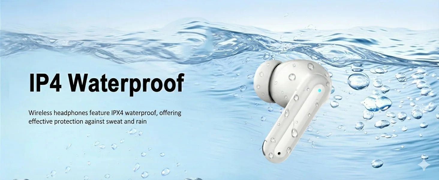 TWS Bluetooth 5.4 Earbuds ANC+ENC Noise Cancelling Wireless Headphones HiFi Stereo Gaming Headset with Mic for Sports Running