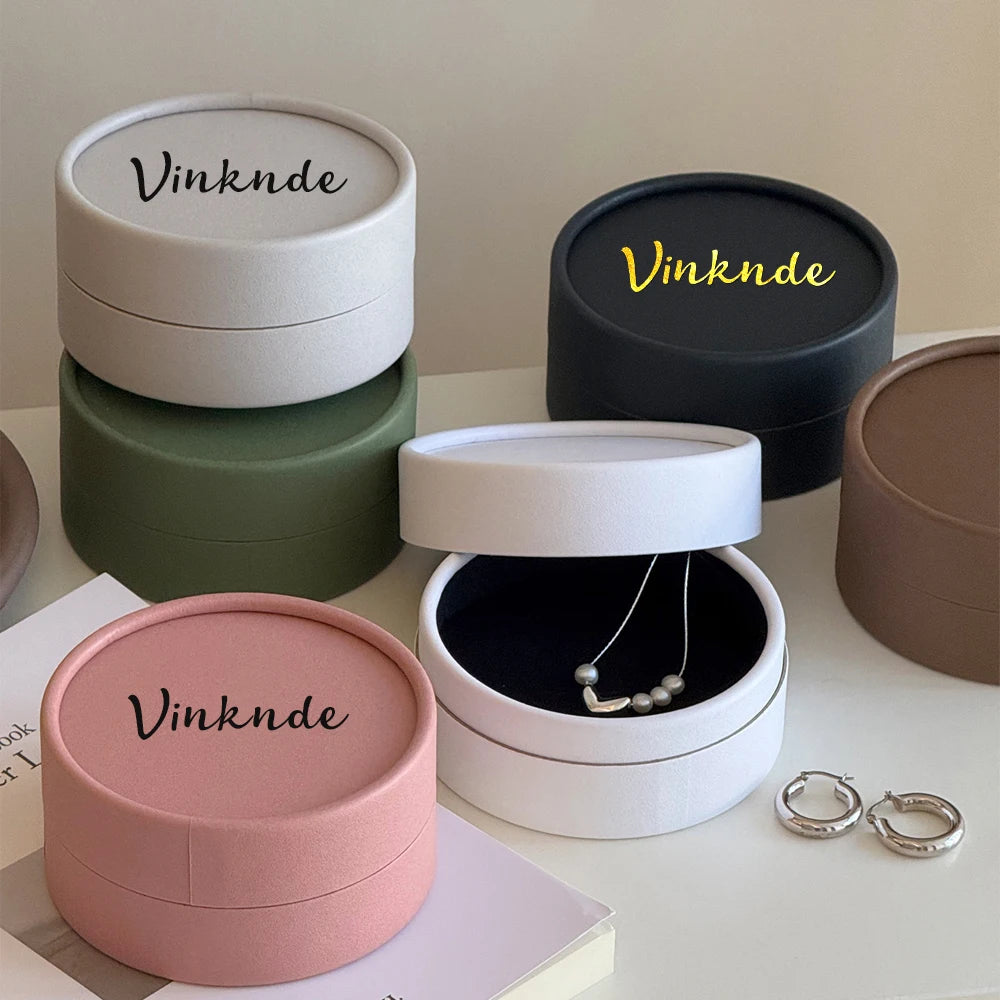 50Pcs/Lot 10x5cm Custom Logo Rigid Cylinder Gift Packaging Boxes for Jewelry Necklace Earrings Keychina Brooch Paper Round Box