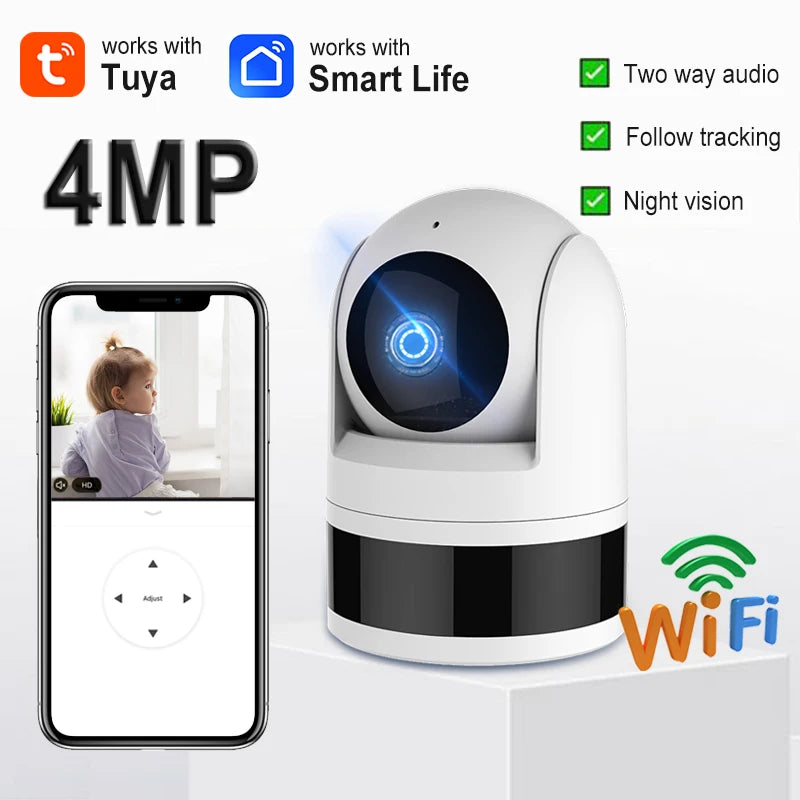 Tuya WiFi Security Camera 4MP HD Smart Life APP Indoor Monitor Supports Two-way Voice Intercom Monitors Real Time Auto Tracking