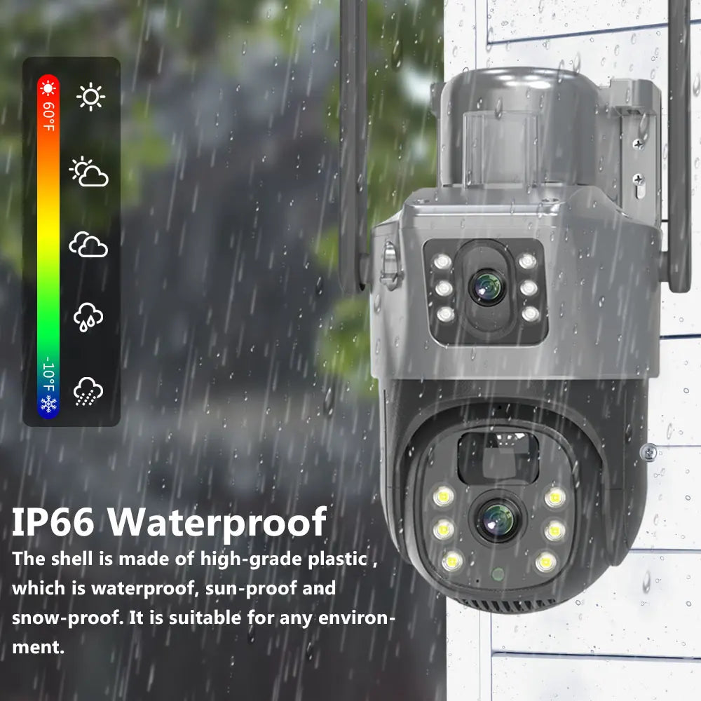 4K 8MP Solar PTZ Camera WIFI Dual Lens Security CCTV Zoom Humanoid Tracking Record Outdoor Wireless Surveillance Cam 128 TF Card