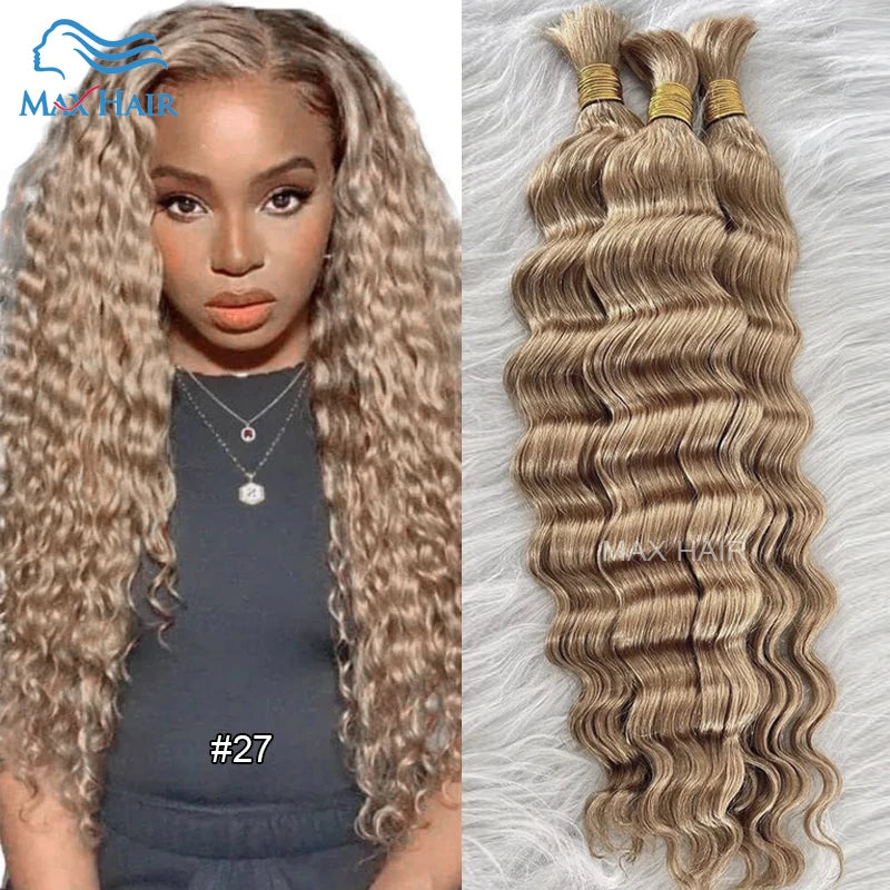 Cuticle Aligned Loose Deep Wave Bulk Human Hair For Braiding Unprocessed No Weft Raw Indian Bundles Human Hair Bulk Extensions