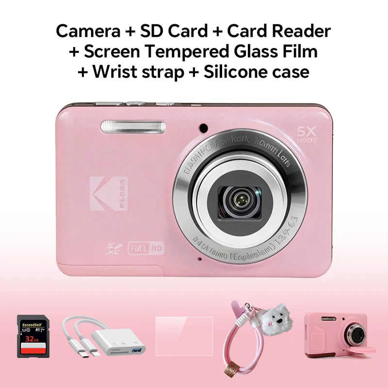 KODAK PIXPRO FZ55-RD 16MP Digital Camera 5X Optical Zoom 28mm Wide Angle 1080P Full HD Video 2.7" LCD Vlogging Camera
