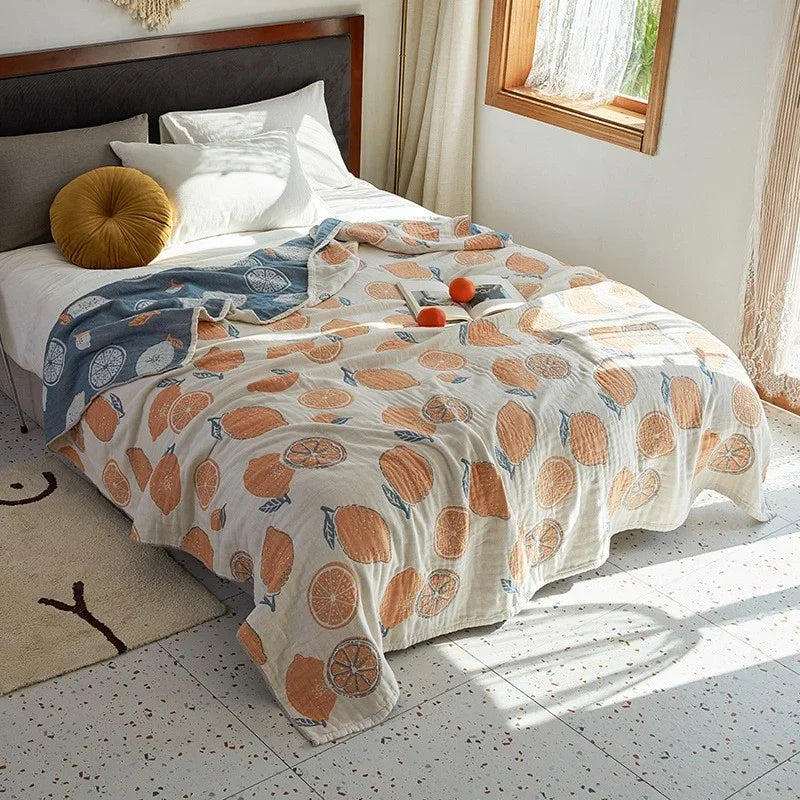 100% Cotton Muslin Bed Cover Breathable Muslin Bedspread Home Textile Adult Kids Jaccquard Sofa Bed Throw Blankets Bedsheet