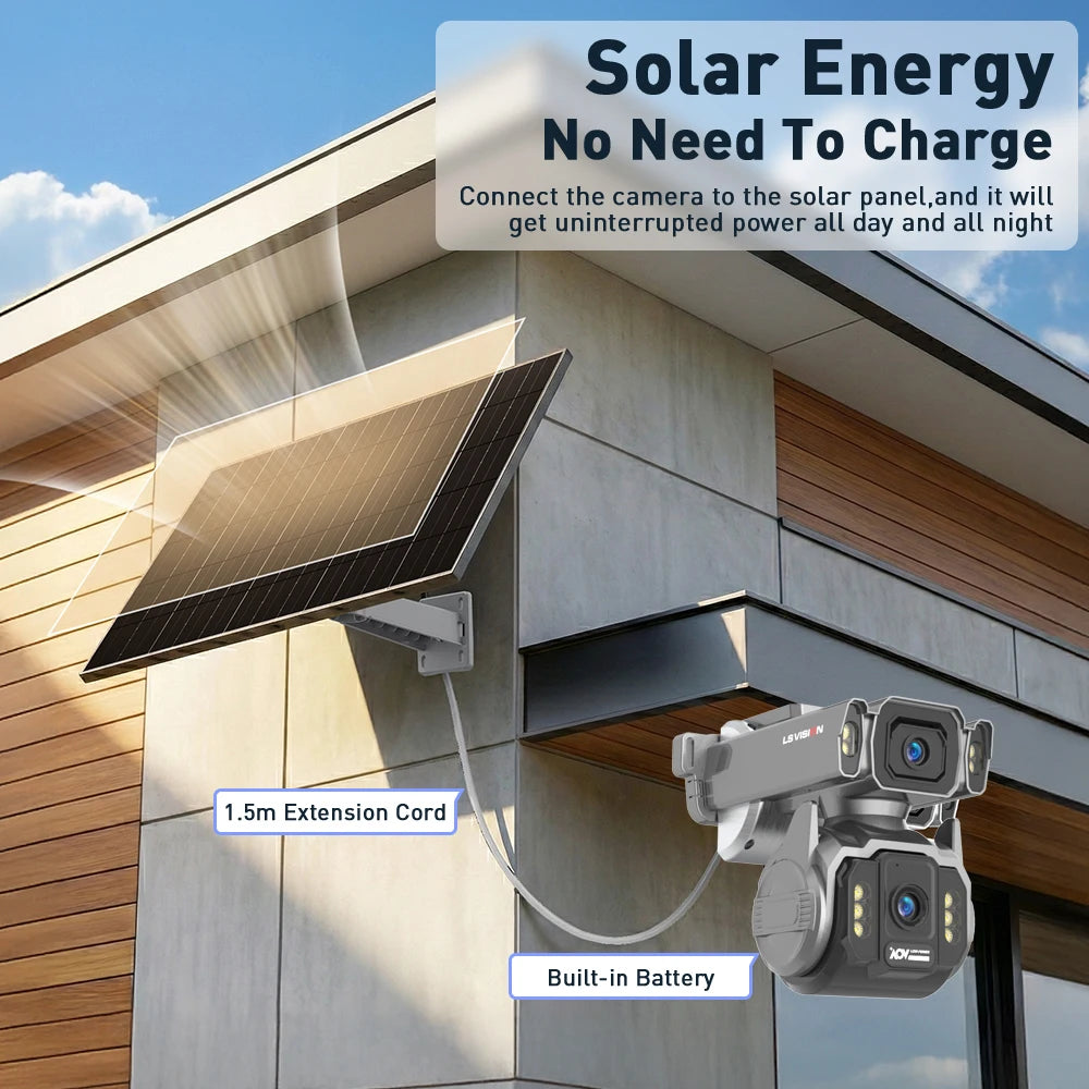 10MP 4G AOV Solar Cameras 12X Optical Zoom Dual Screen Outdoor Security Cameras 24/7 Video Recording Auto Tracking CCTV Hieasy