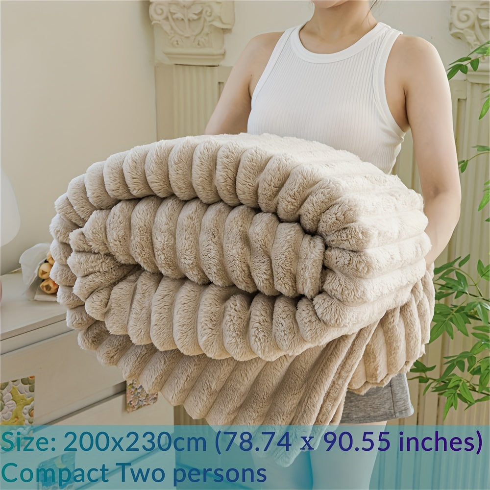 Luxury Faux Rabbit Fur Throw Blanket: Solid Colour Simple Style, Soft, Warm and Comfortable, Suitable for Sofa, Bed, Office and Travel, Multipurpose Gift
