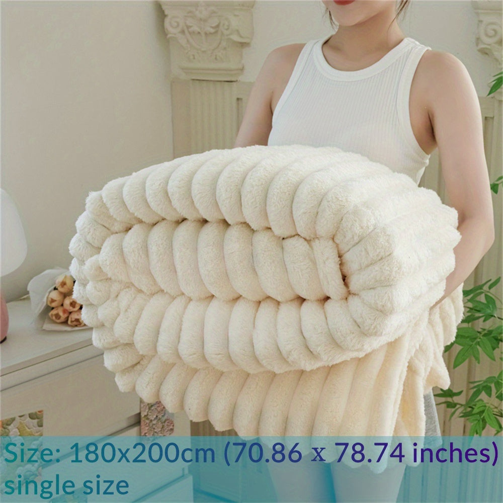 Luxury Faux Rabbit Fur Throw Blanket: Solid Colour Simple Style, Soft, Warm and Comfortable, Suitable for Sofa, Bed, Office and Travel, Multipurpose Gift