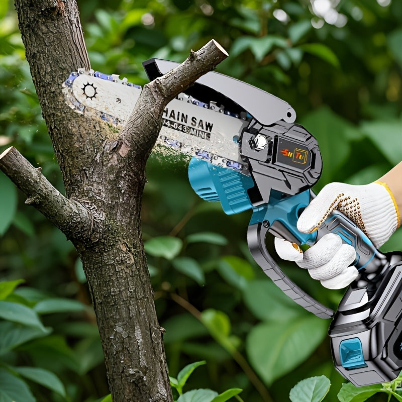 Mini ChainsawCordless, Lightweight & Portable Handheld Electric Tree Cutter with Splash Guard, Security Lock, Optional Rechargeable Battery, And Safe Trimming for Quick Cutting Of Tree Branches, Courtyard, Household, And Gard