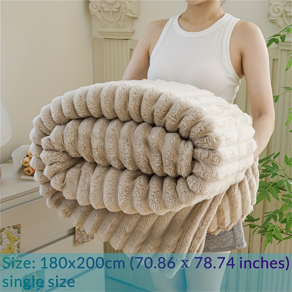 Luxury Faux Rabbit Fur Throw Blanket: Solid Colour Simple Style, Soft, Warm and Comfortable, Suitable for Sofa, Bed, Office and Travel, Multipurpose Gift