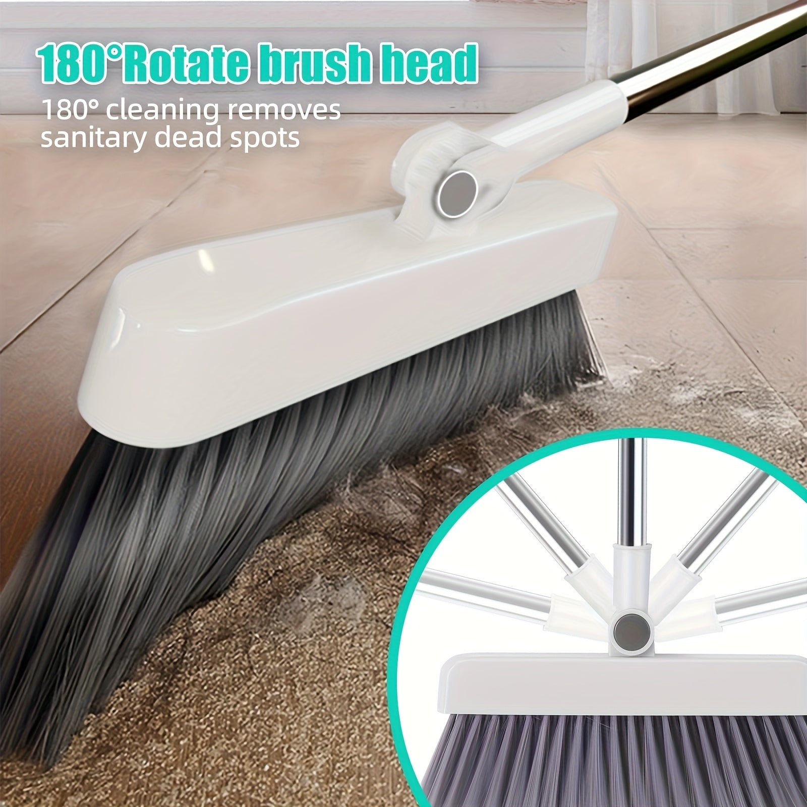 3-In-1 Household Broom with Dustpan Floor, Brush Set | 2-In-1 Cleaning Set with Long Handle, with Garbage Bags, Efficient Sweeping, Scrubbing with Comb Tooth Dustpan, Outdoor And Patio Cleaning, Essential Cleaning Supplies