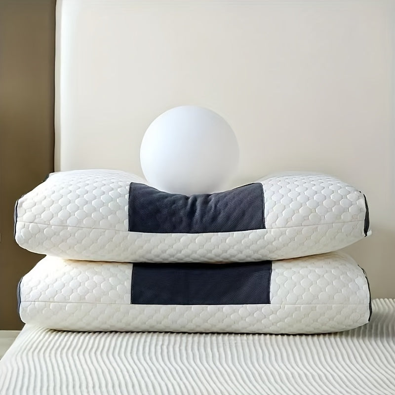2pcs Massage Neck Pillows Adjustable Ergonomic Orthopedic Contour Support, High-Quality Pillow Core With Removable Zippered Cover, All-Season Sleeping Comfort, Neck And Shoulder Massager, Modern Pillow Design, Breathable Fabr