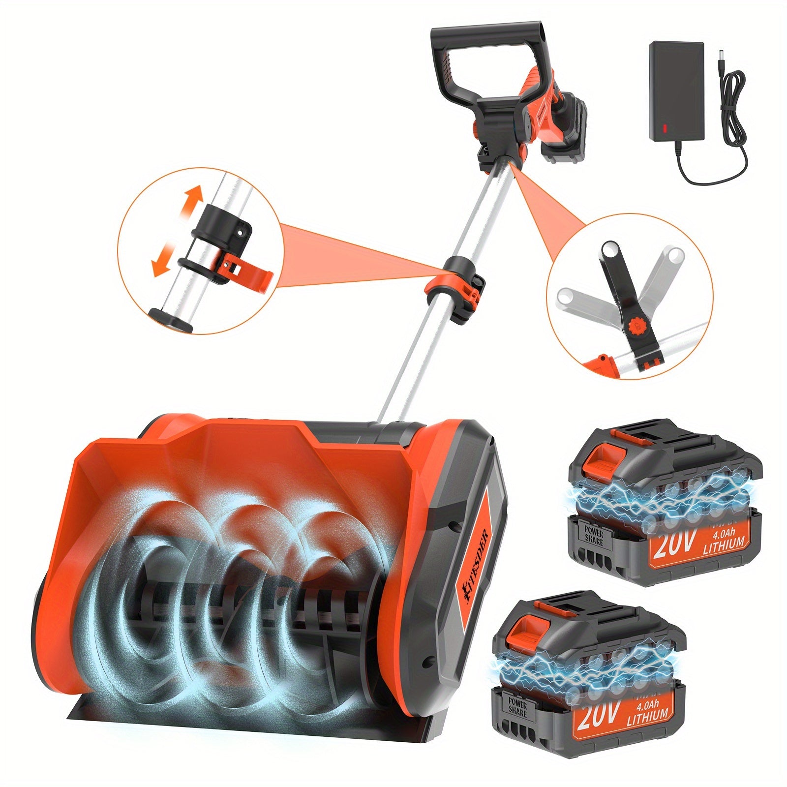 20V Snow Blower with Brushless Motor | 12'' Clearing Width & 6'' Depth, 20FT Snow Throwing Distance, 4.0Ah Rechargeable Lithium Battery, Easy to Store, Ideal for Sidewalks, Steps, Small Driveways - Clears Mild to Moderate Sno