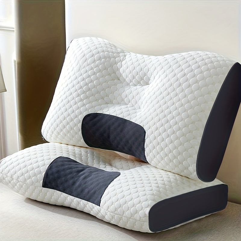 2pcs Massage Neck Pillows Adjustable Ergonomic Orthopedic Contour Support, High-Quality Pillow Core With Removable Zippered Cover, All-Season Sleeping Comfort, Neck And Shoulder Massager, Modern Pillow Design, Breathable Fabr
