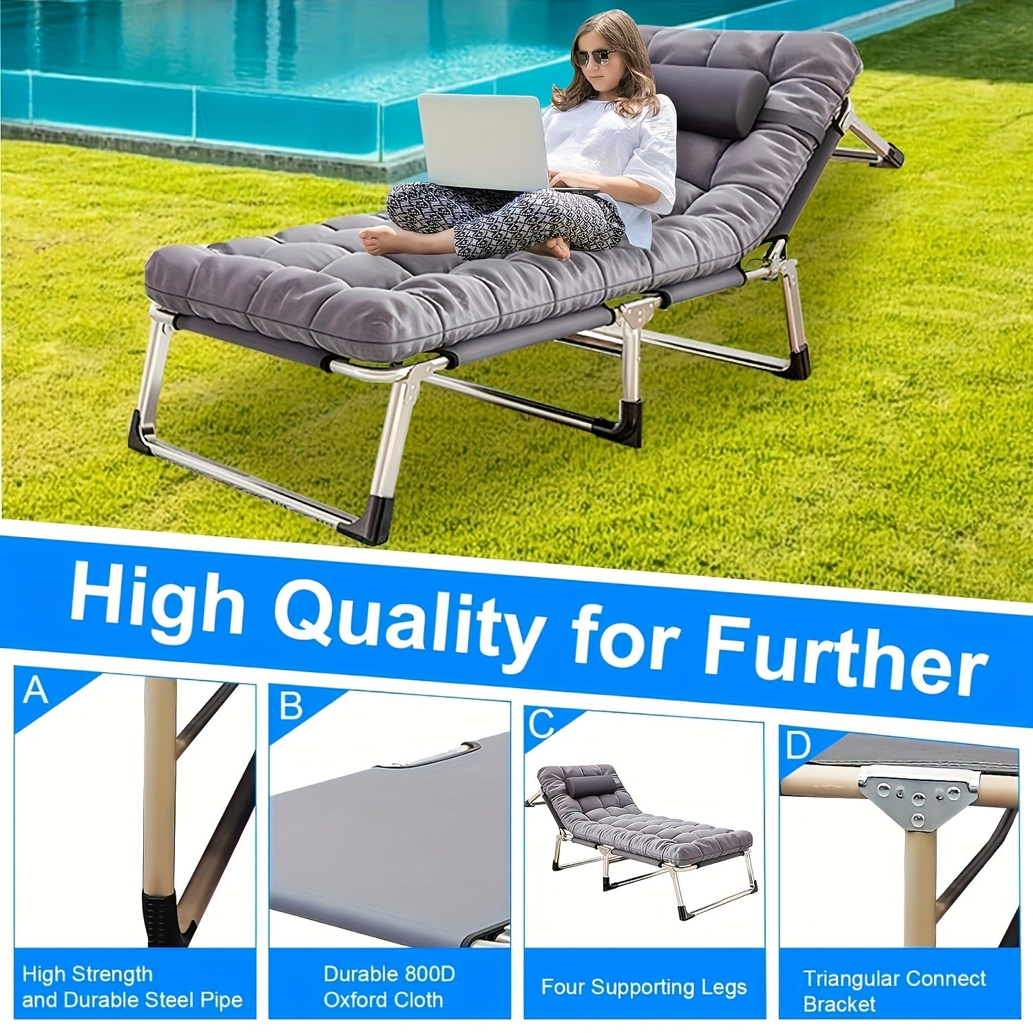 Heavy-Duty Folding Bed Measuring 8 to 10 Feet, with a Height of 70.4 to 74 Inches And Weight Capacities of 450, 500, 550, Or 600 Pounds. This Portable Guest Bed Comes with a Flip-Up Mattress Included