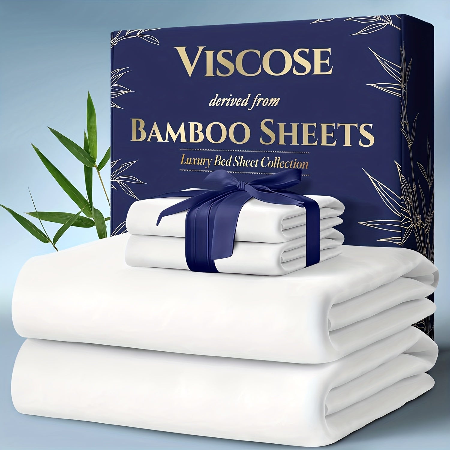 4pcs Bamboo Cooling Bedding - Extra Deep Pocket Breathable And Cooling - Suitable for Hot Sleepers And Sweats, Children Pillowcases, Flat Sheet And Fitted Sheet - A Perfect Gift for Family, Queen And King Sizes, Next Day Deli