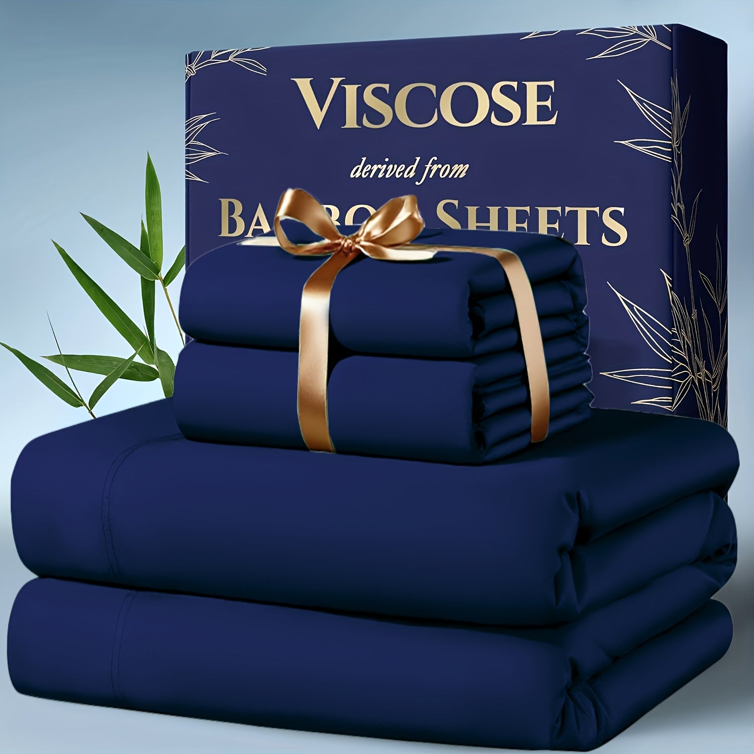 4pcs Bamboo Cooling Bedding - Extra Deep Pocket Breathable And Cooling - Suitable for Hot Sleepers And Sweats, Children Pillowcases, Flat Sheet And Fitted Sheet - A Perfect Gift for Family, Queen And King Sizes, Next Day Deli