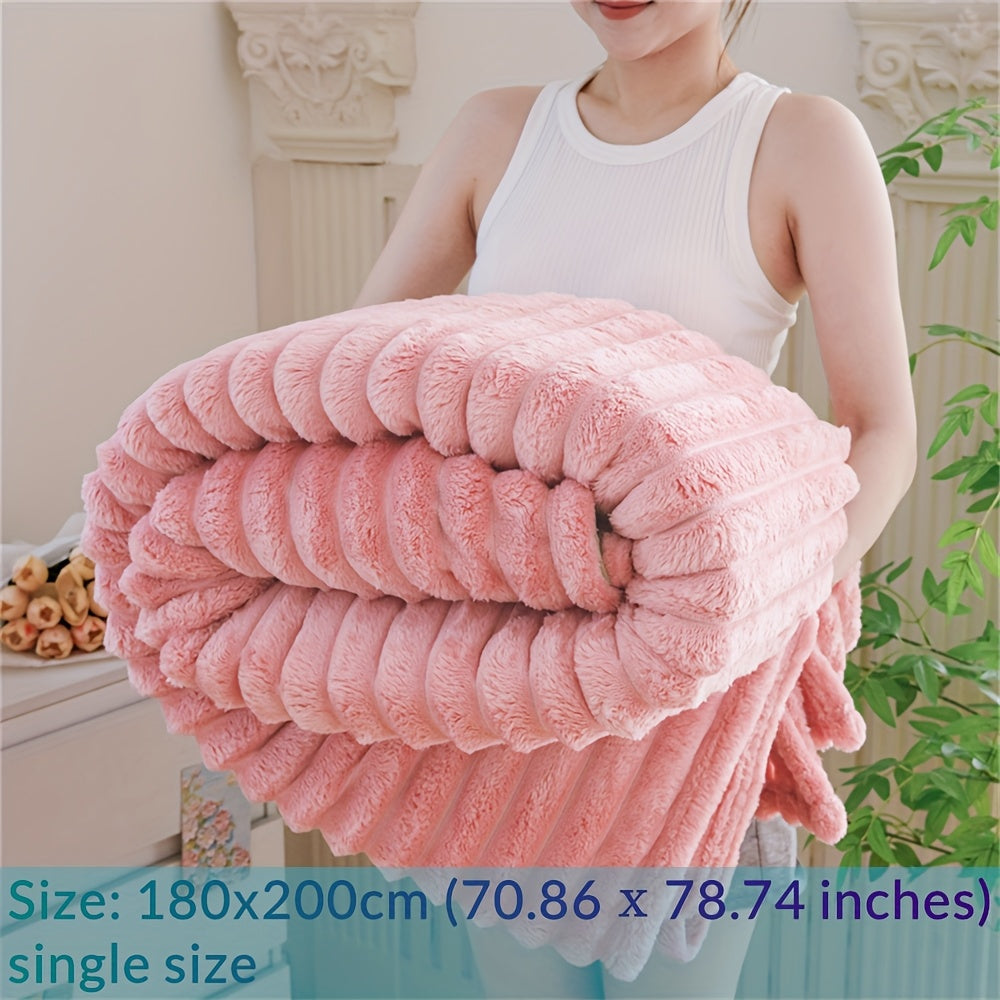Luxury Faux Rabbit Fur Throw Blanket: Solid Colour Simple Style, Soft, Warm and Comfortable, Suitable for Sofa, Bed, Office and Travel, Multipurpose Gift