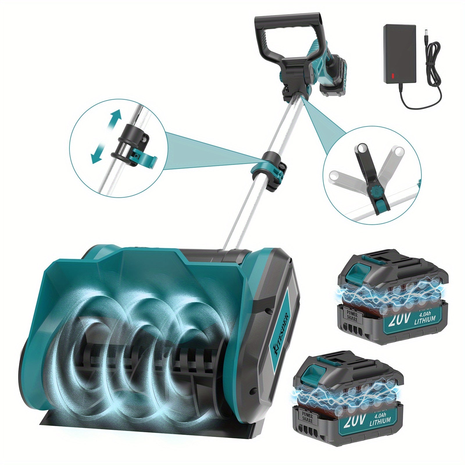 20V Snow Blower with Brushless Motor | 12'' Clearing Width & 6'' Depth, 20FT Snow Throwing Distance, 4.0Ah Rechargeable Lithium Battery, Easy to Store, Ideal for Sidewalks, Steps, Small Driveways - Clears Mild to Moderate Sno