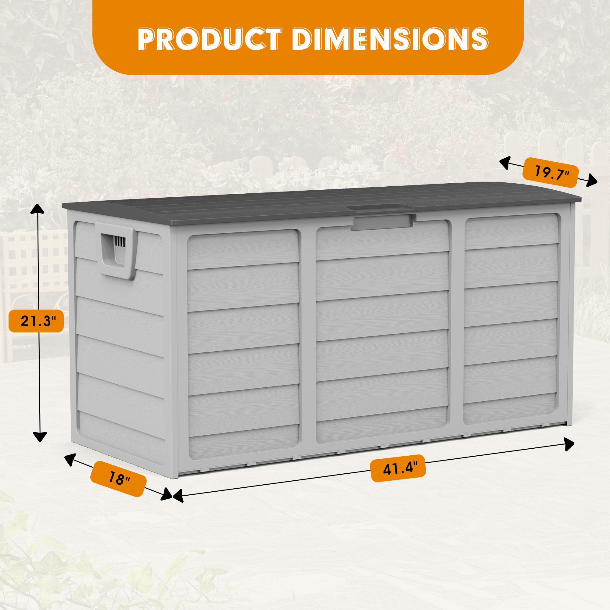 75-Gallon Black Outdoor Storage Box with Handles, Large Deck Furniture Cabinet for Pool Accessories, Garden Tools & Camping Gear – Easy-to-Assemble Shelving System Organizer, Yard Storage Bin, Box,Cabinet,Rack for Outdoor S