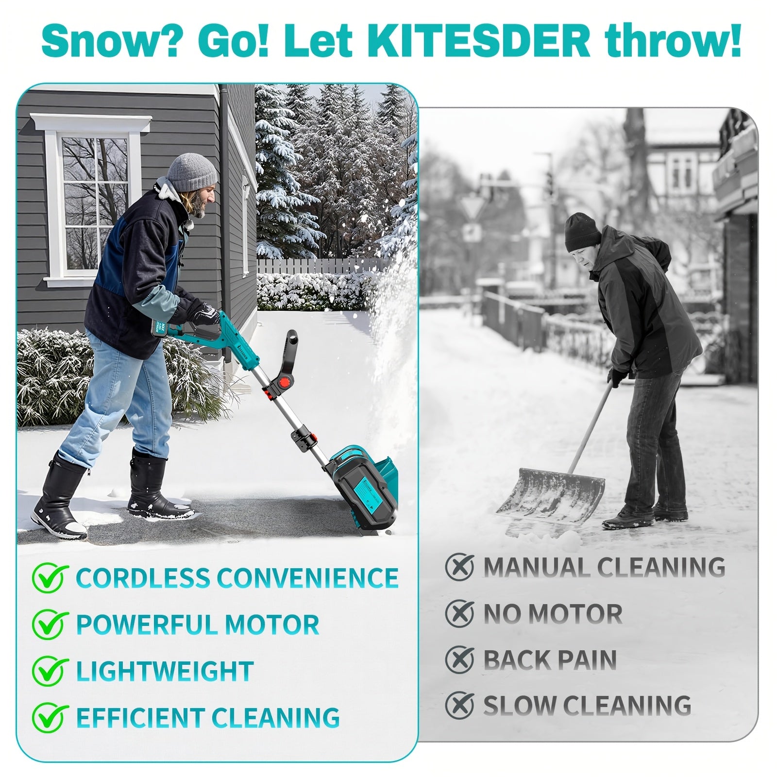 20V Snow Blower with Brushless Motor | 12'' Clearing Width & 6'' Depth, 20FT Snow Throwing Distance, 4.0Ah Rechargeable Lithium Battery, Easy to Store, Ideal for Sidewalks, Steps, Small Driveways - Clears Mild to Moderate Sno
