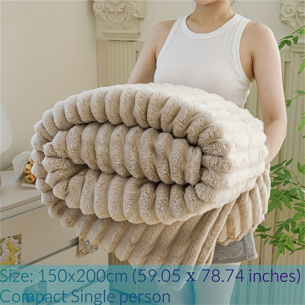 Luxury Faux Rabbit Fur Throw Blanket: Solid Colour Simple Style, Soft, Warm and Comfortable, Suitable for Sofa, Bed, Office and Travel, Multipurpose Gift